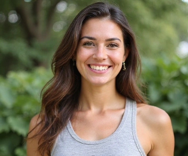 Portrait of Sarah L., a happy client who lost weight and gained energy.